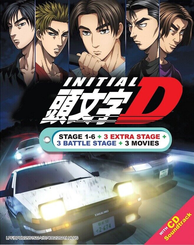 DVD Anime Initial D COMPLETE Stage 1 to 6 plus 3 Movie plus 3 Extra Stage plus 3 Battle plus CD OST