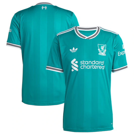 Teal sports jersey with branding on a white background