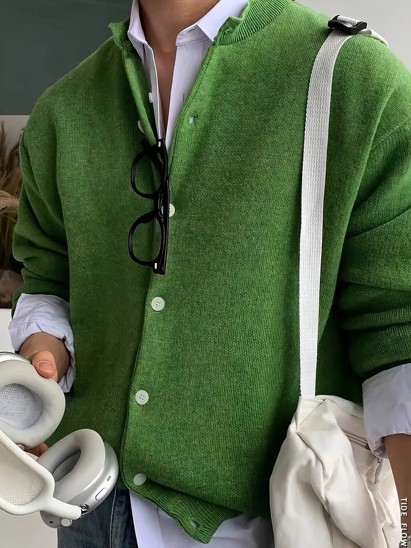 Mens-Casual-Knit-Cardigan-Sweater-in-Green-Color-8.webp