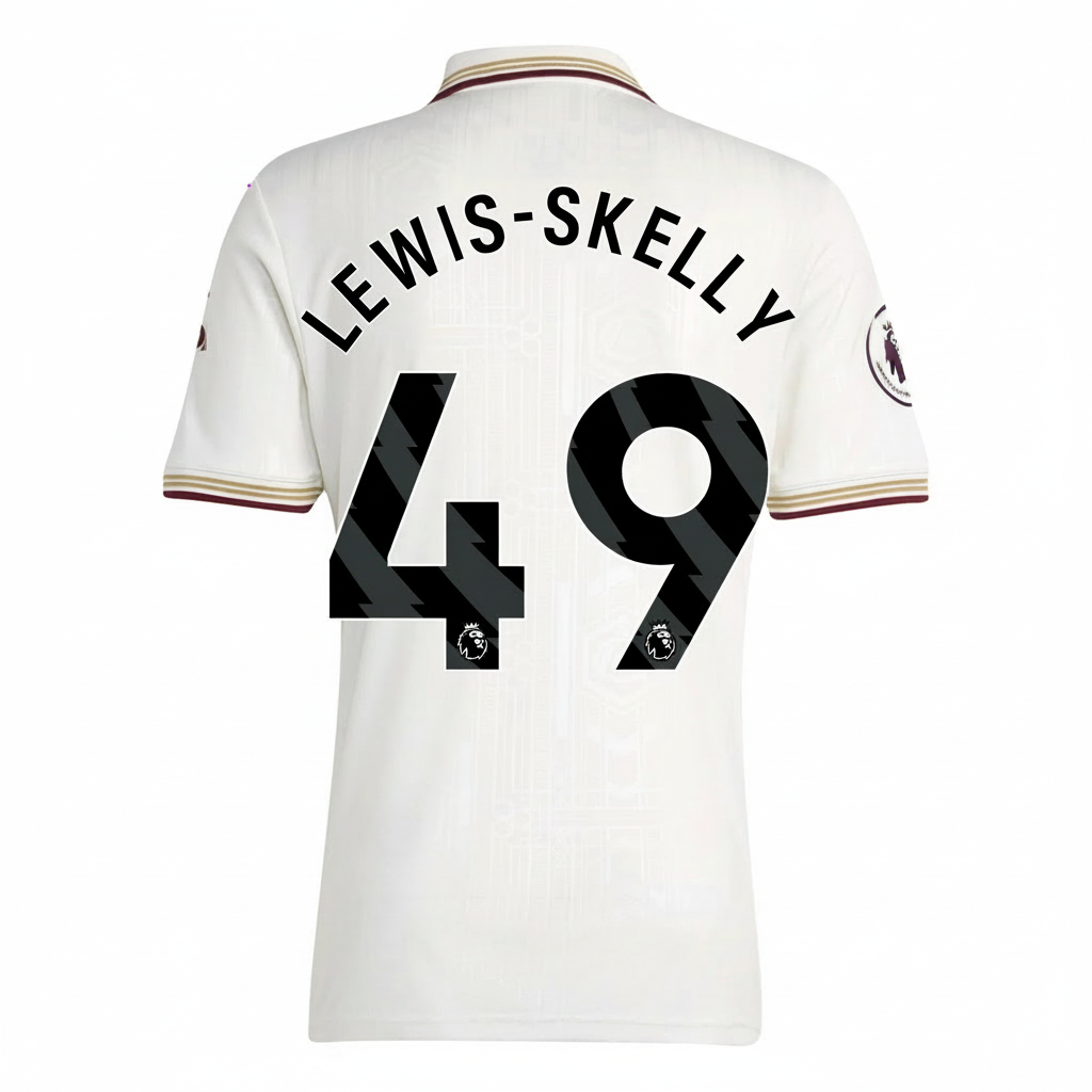 White sports jersey with 'LEWIS-SKELLY' and number '49' on a white background