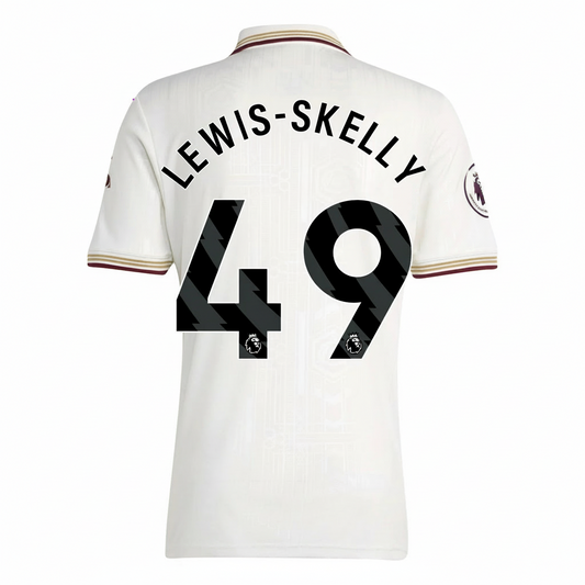 White sports jersey with 'LEWIS-SKELLY' and number '49' on a white background