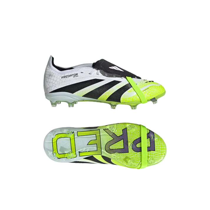 Pair of soccer cleats with a prominent brand logo on a light gray background