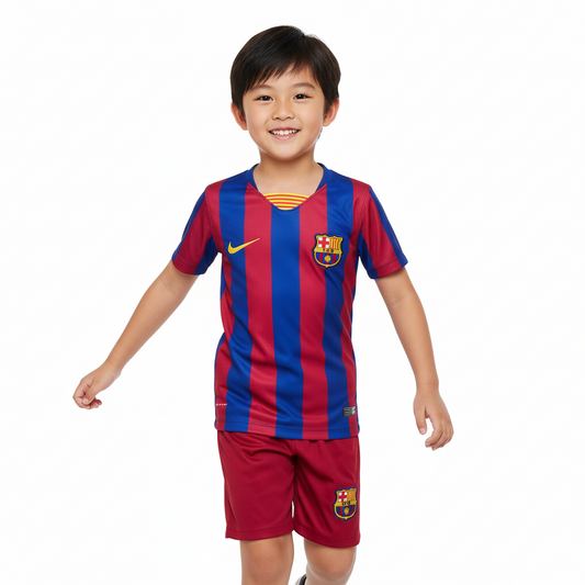 Retro Barcelona Kids Kit – 2005/06 Home Jersey & Shorts