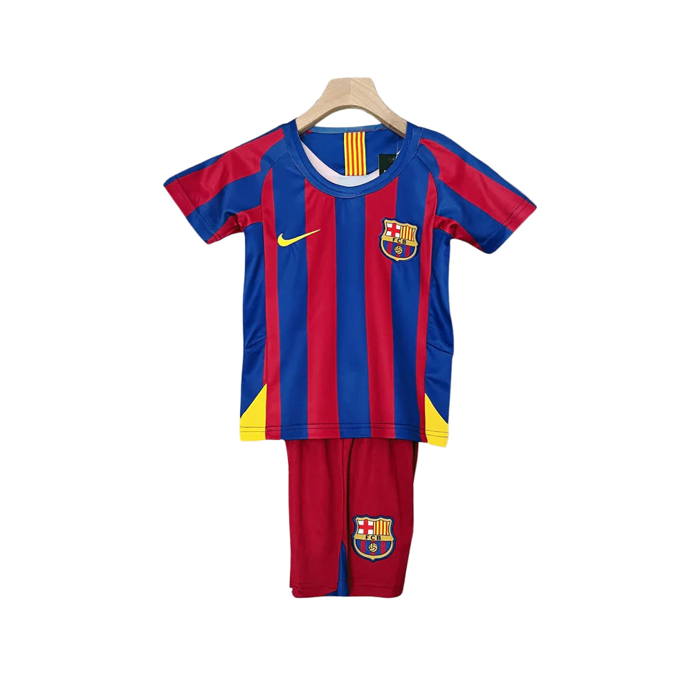 Retro Barcelona Kids Kit – 2005/06 Home Jersey & Shorts