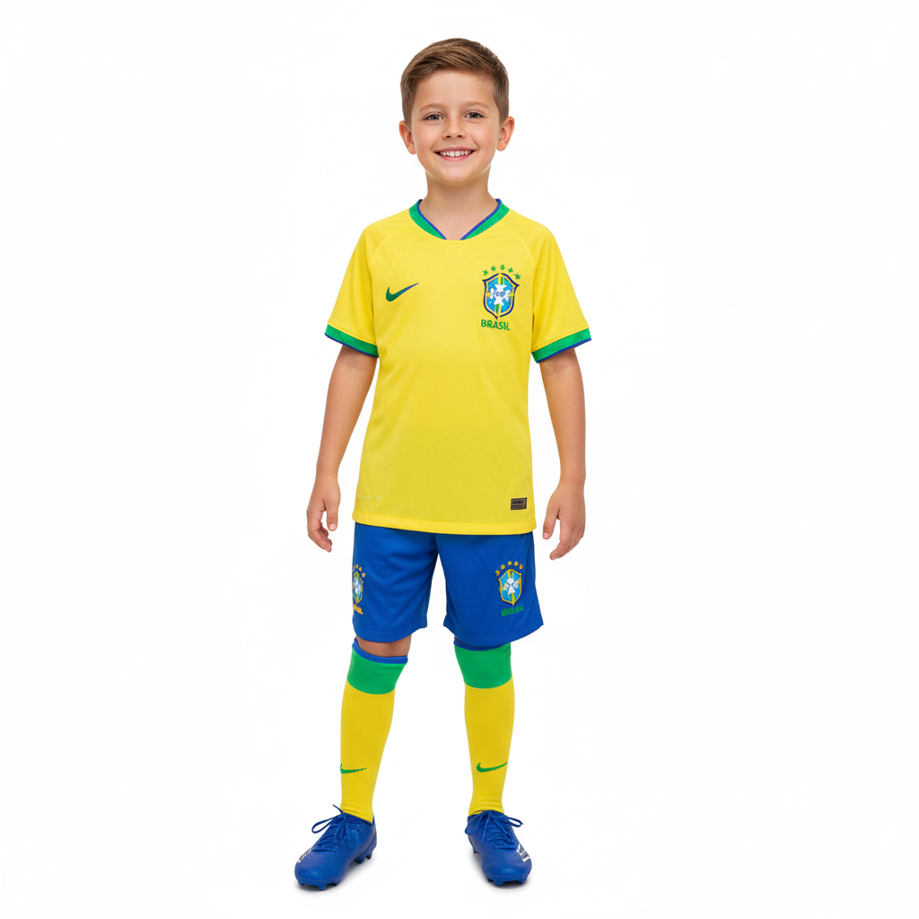 Retro Brazil Kids Kit – 2002 World Cup Home Jersey & Shorts