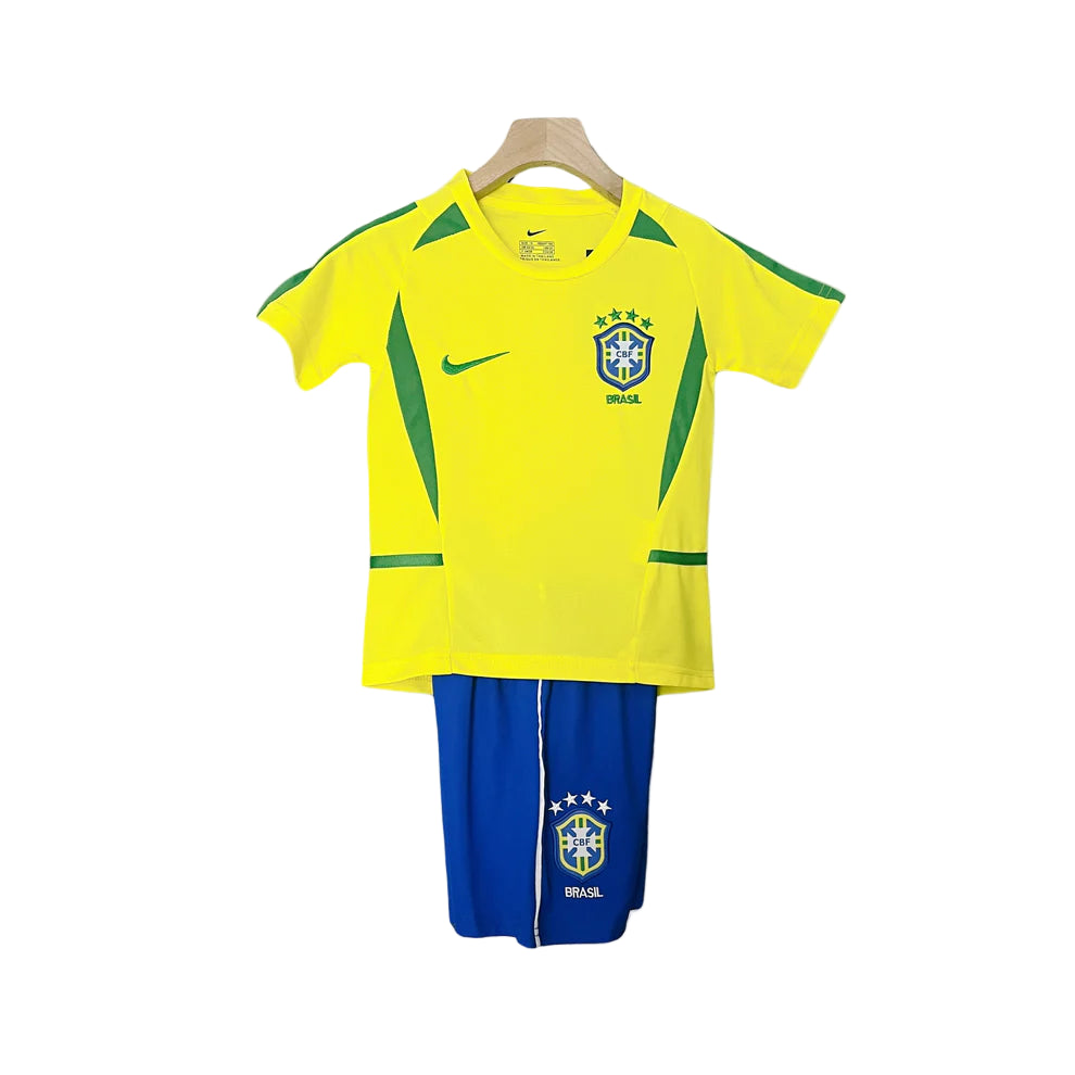 Retro Brazil Kids Kit – 2002 World Cup Home Jersey & Shorts