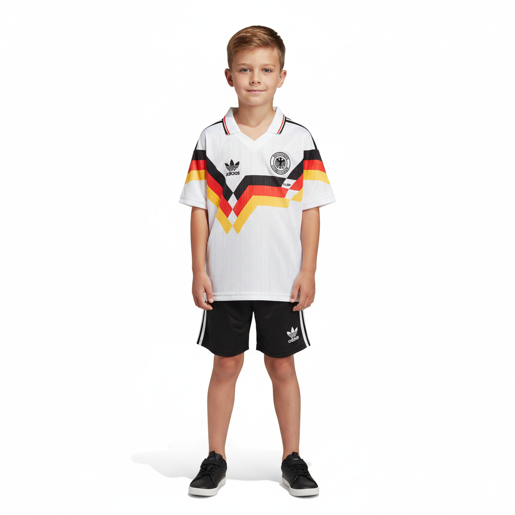 Retro Germany Kids Soccer Kit – 1990 World Cup Home Jersey & Shorts Set
