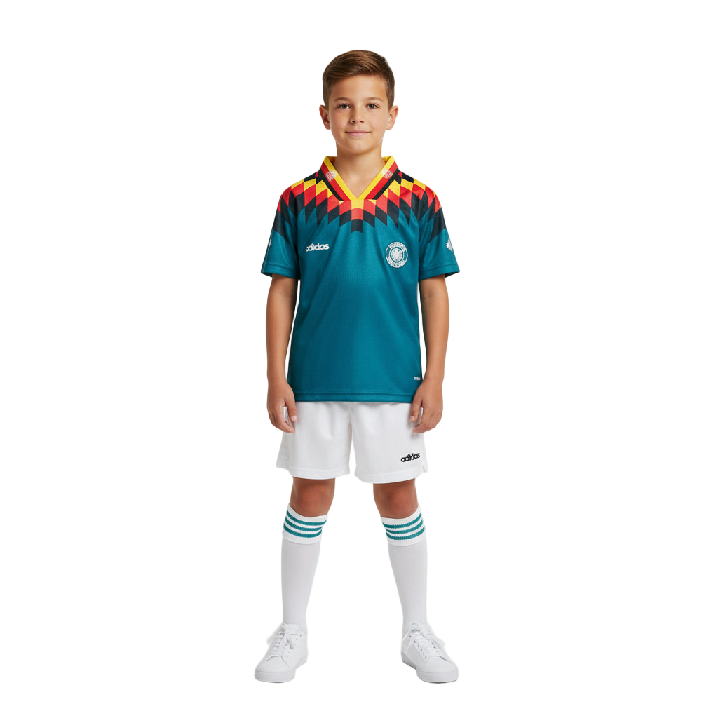 Retro Germany Kids Soccer Kit – 1994 World Cup Away Jersey & Shorts Set