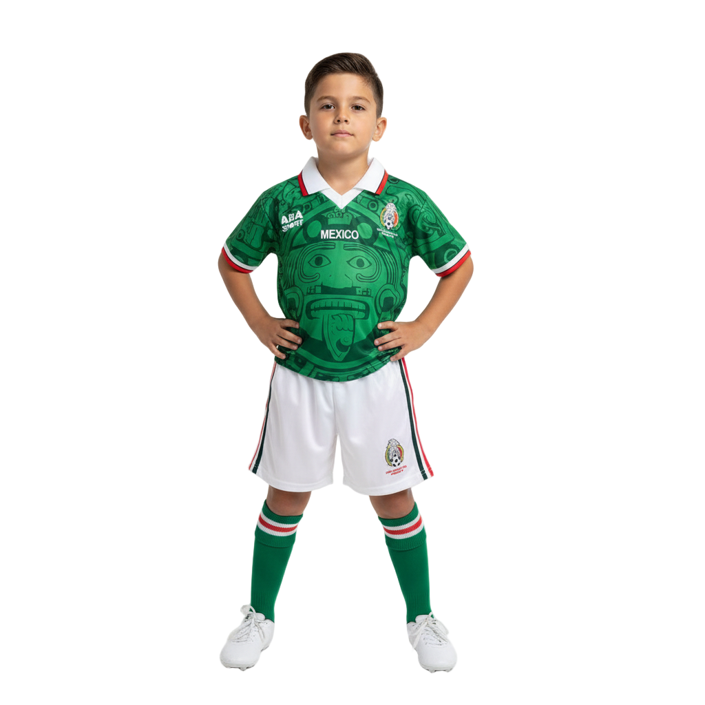 Retro Mexico Kids Soccer Kit – 1998 World Cup Home Jersey & Shorts Set
