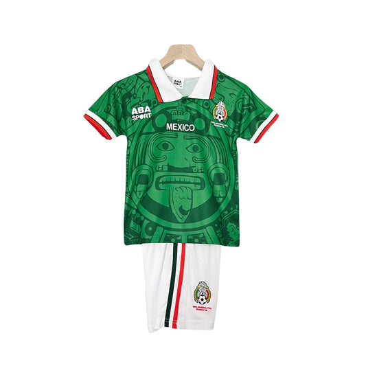 Retro Mexico Kids Soccer Kit – 1998 World Cup Home Jersey & Shorts Set