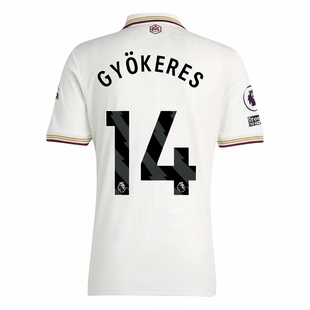 White sports jersey with 'GYÖKÖRES' and number '14' on a white background