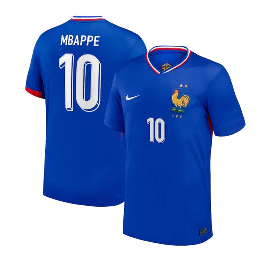 New France Home Soccer Jersey EURO 2024 Men Adult Kylian Mbappe