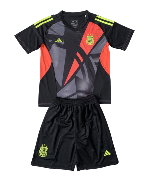 ArgentinaCopaAmericaBlackGoalkeeper2024KidsSoccerKit-1 New Goalkeeper Argentina Home Soccer Jersey 2024 Kids