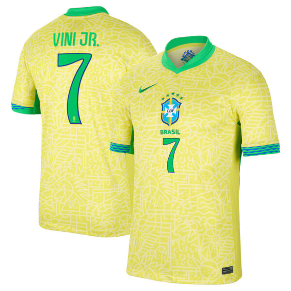 ViniJrHOME New Brazil Home Soccer Jersey 2024 Men Vini Jr