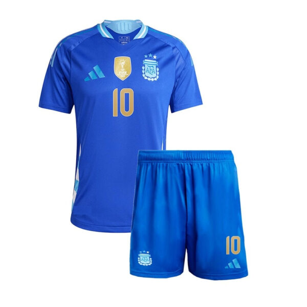 messiawaykids1-1 New Argentina Away Soccer Jersey 2024 Kids Lionel Messi