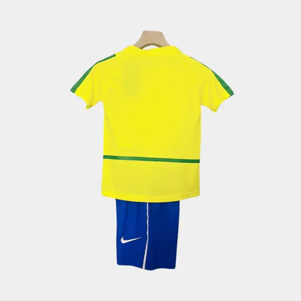 Retro Brazil Kids Kit – 2002 World Cup Home Jersey & Shorts - Image 2